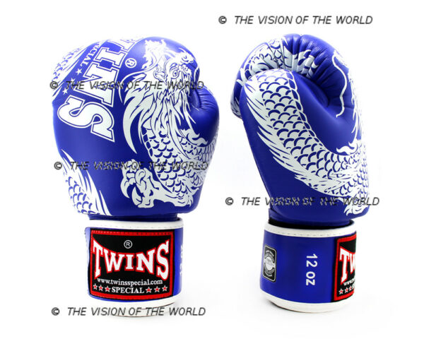 Gants Twins FBGV-49 muay thai kick boxing mma boxe anglaise boxe thai boxe pieds-poings bleu