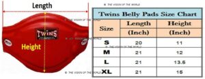 Size guide twins belly pads 