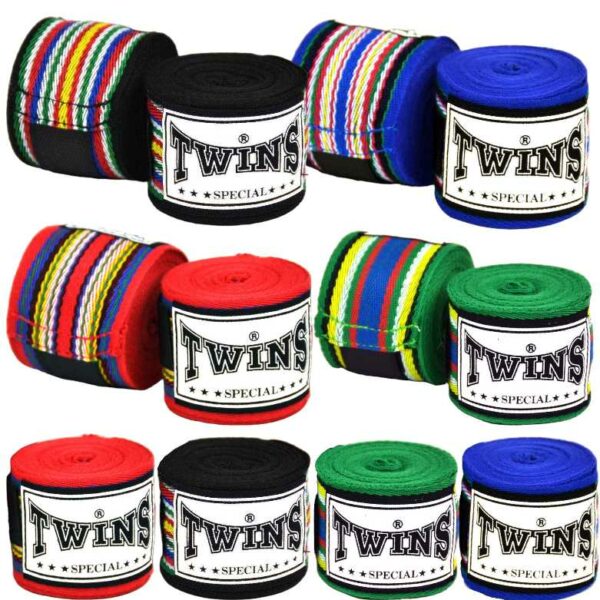Bandes de Protection Twins Modèle CH2 en Coton - Assurez un soutien et une protection optimaux avec ces bandes en coton de haute qualité, idéales pour des entraînements intensifs et des compétitions