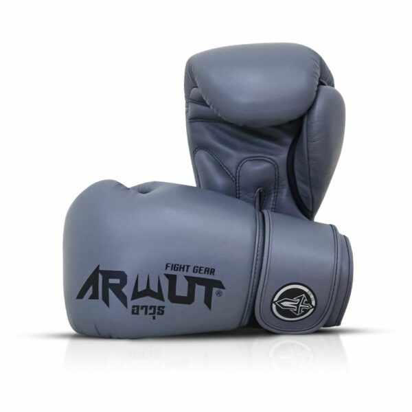 Gants de boxe Arwut BG5 gris– équipement professionnel pour Muay Thai, Kickboxing et entraînement intensif, avec mousse haute densité et design ergonomique