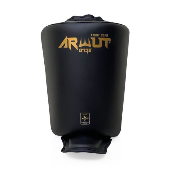 CALF-KICK- Arwut PADS-CKP1 face Calf Kick Pads vue de face ARWUT CKP1 professionnels pour entraînement Muay Thai, MMA et kickboxing, protection tibia et mollet haute densité pour coachs et sportifs