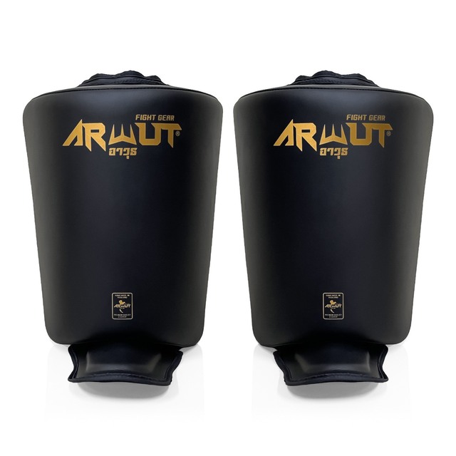 Calf Kick Pads ARWUT CKP1 professionnels pour entraînement Muay Thai, MMA et kickboxing, protection tibia et mollet haute densité pour coachs et sportifs