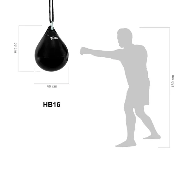 Fairtex Aqua Bag HB16 dimensions Sac de frappe à eau Fairtex Aqua Bag HB16 noir dimension