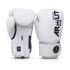 Gants de boxe Arwut-Muay-Thai-blanc Gants de boxe ARWUT Muay Thai blanc avec design premium, protection renforcée pour entraînement de boxe et sports de combat