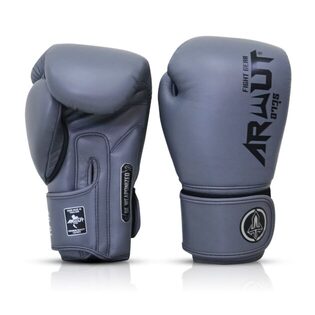 Gants de boxe Arwut-Muay-Thai-gris Gants de boxe ARWUT Muay Thai gris avec design premium, protection renforcée pour entraînement de boxe et sports de combat