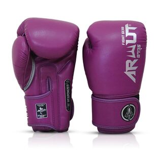 Gants de boxe Arwut-Muay-Thai-violer Gants de boxe ARWUT Muay Thai violet avec design premium, protection renforcée pour entraînement de boxe et sports de combat