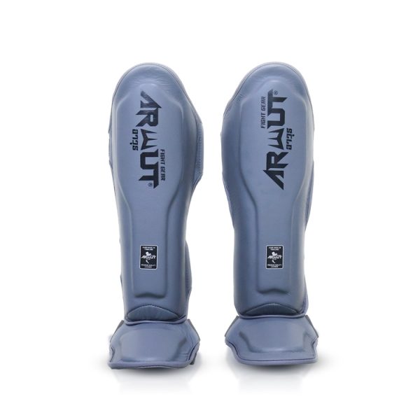 Protège-tibias gris ARWUT SG4 The Ascent professionnels pour Muay Thai, MMA et kickboxing avec protection renforcée tibia et pied haute densité pour entraînement intensif