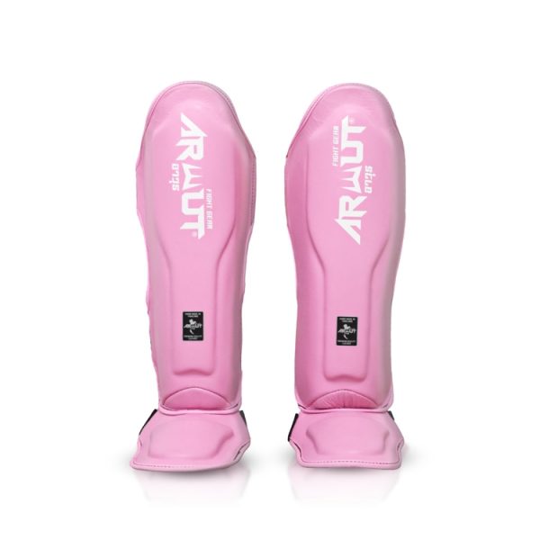 Protège-tibias rose ARWUT SG4 The Ascent professionnels pour Muay Thai, MMA et kickboxing avec protection renforcée tibia et pied haute densité pour entraînement intensif