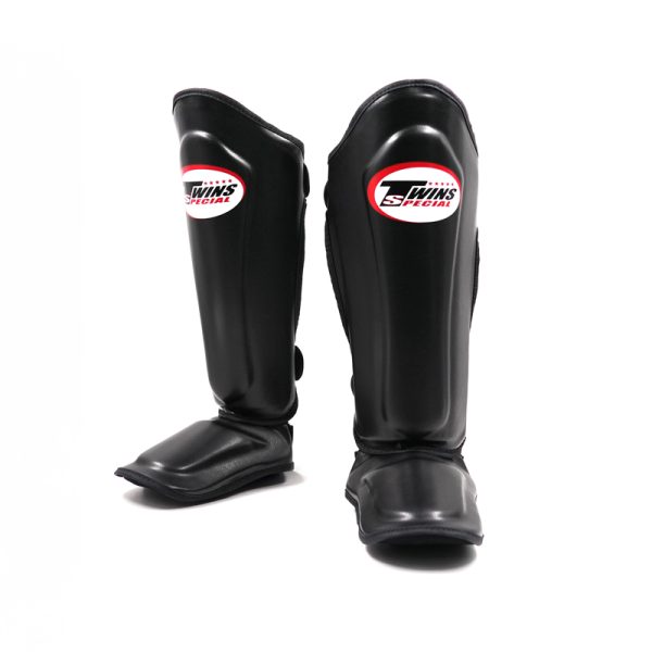 Shinguard Twins Protège-tibias Twins Special SGL10 noir en cuir véritable pour muay thai, kickboxing et MMA