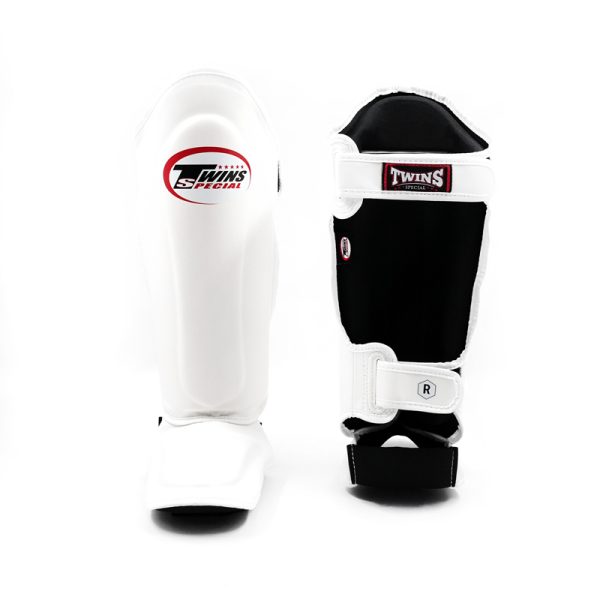 Protège tibia twins blanc Protège-tibias Twins Special SGL10 blanc en cuir véritable pour muay thai, kickboxing et MMA