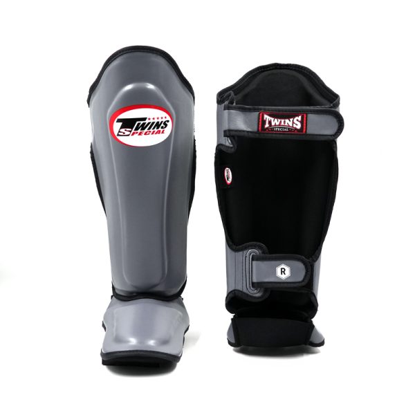 Protège tibia twins gris Protège-tibias Twins Special SGL10 gris en cuir véritable pour muay thai, kickboxing et MMA