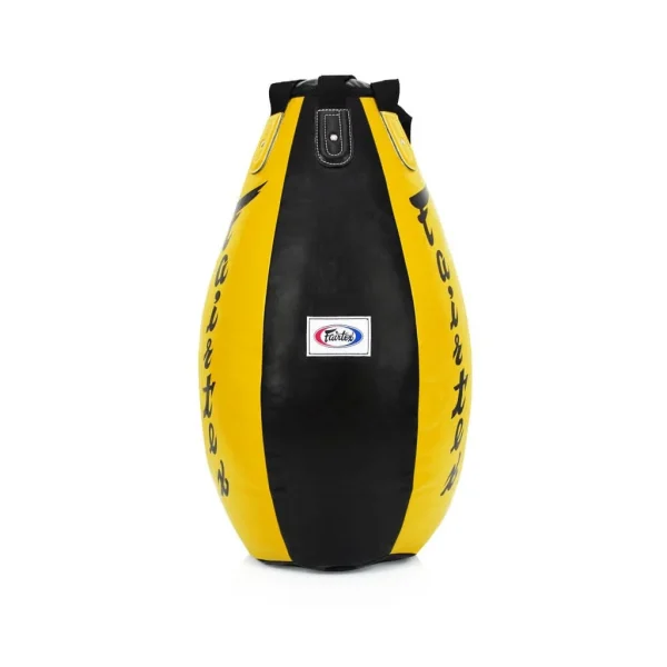 Sac de frappe Fairtex hb15 jaune vue de dos Sac de frappe Fairtex HB15 jaune et noir vue de dos