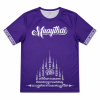 T-shirt Muay Thai Violet - Vêtement Boxe Thaï de Sport | Boxe World T-shirt Muay Thai violet de sport avec motifs traditionnels et carte de la Thaïlande pour l'entraînement de boxe. vue de face