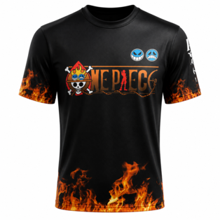 T-shirt noir Boxe World avec logo et flammes vue de face