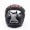 Casque de sparring Twins HGL3 noir vue de profil Casque de sparring Twins Special HGL3 noir vue de profil, logo Twins Special sur le dessus, rembourrage renforcé au niveau des joues