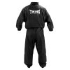 ensemble de sudation twins vs1 de dos Ensemble de sudation Twins VS1 de dos en vinyle noir, veste zippée et pantalon élastiqué, logo Twins Special, pour Muaythai et MMA