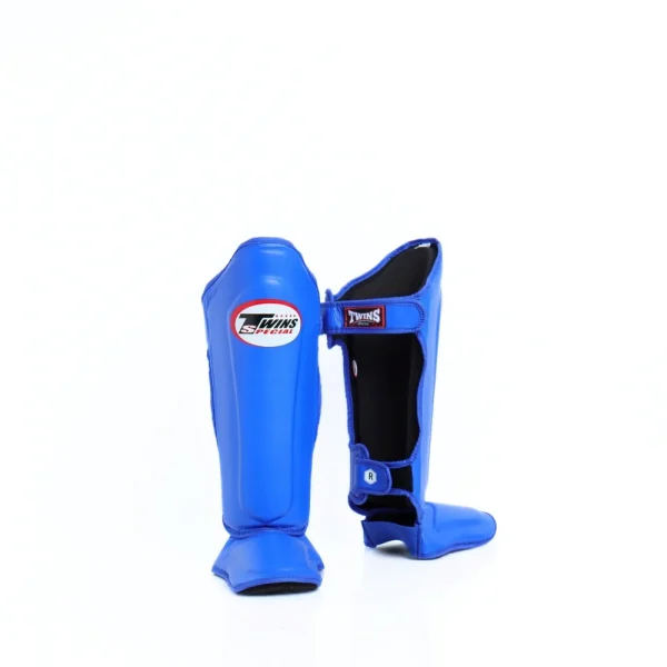 protège tibia twins bleu Protège-tibias Twins Special SGL10 bleu en cuir véritable pour muay thai, kickboxing et MMA