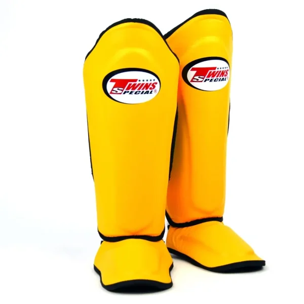 protège tibia twins jaune Protège-tibias Twins Special SGL10 jaune en cuir véritable pour muay thai, kickboxing et MMA