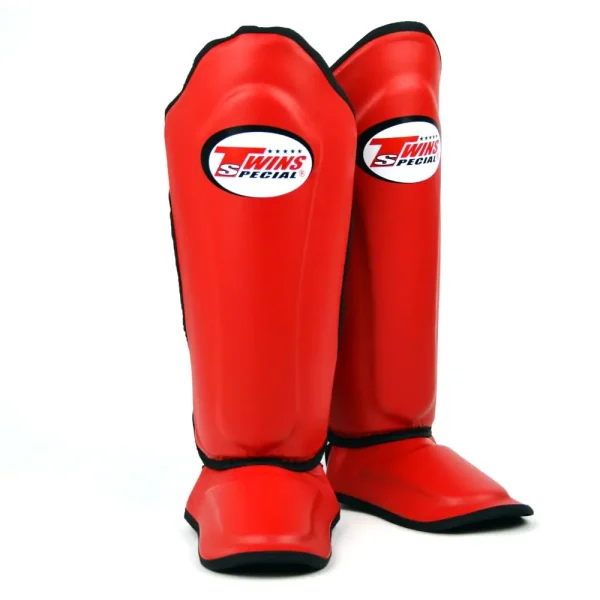 protège tibia twins rouge Protège-tibias Twins Special SGL10 rouge en cuir véritable pour muay thai, kickboxing et MMA