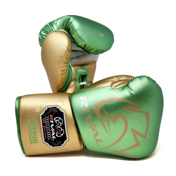 Gants de sparring Rival rs100 vert or Gants de sparring Rival RS100 vert et or professionnels
