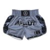 Short de Muay Thaï Arwut Ascent Gris Collection avec motifs latéraux et logo Arwut.