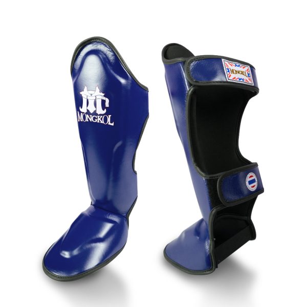 Protège tibia mongkol bleu Protège-tibias Mongkol bleu pour Muay Thaï Kick Boxing et MMA