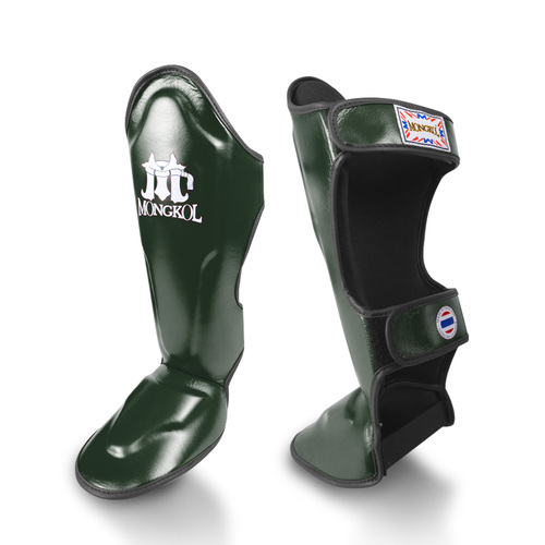 Protège tibia mongkol olive Protège-tibias Mongkol olive pour boxe thaïlandaise