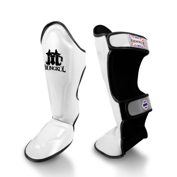 protege tibia Mongkol blanc Protège-tibias Mongkol blanc protection sports de combat