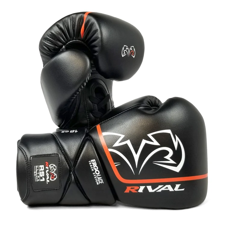 Gants de boxe Rival RS1 Ultra Sparring noir, gants de sparring professionnels en microfibre