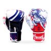 Gants e boxe Twins Sak Yant vue de face Gants de boxe Twins Special Sak Yant bleu et rouge, vue de face avec motif tigre brodé
