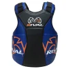Plastron Rival RBP noir et bleu vu de face avec logo Rival orange et blanc