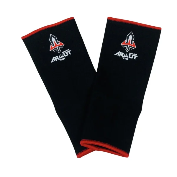 chevilleres-arwut-noir-rouge Chevillères Arwut noir et rouge, protection élastique pour Muay Thaï et kick-boxing