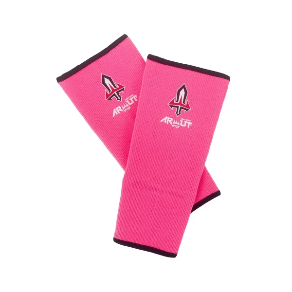 chevilleres-arwut-rose-noir Chevillères Arwut rose et noir, protection élastique pour Muay Thaï et kick-boxing