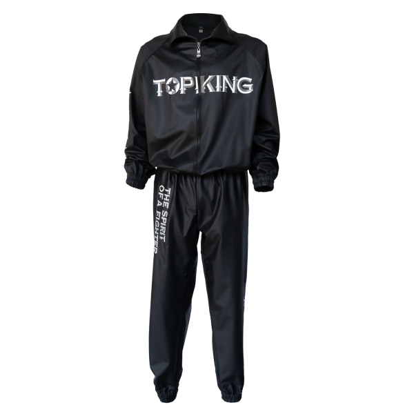 Ensemble de sudation Topking noir - vue de face Ensemble de sudation Topking tout noir vu de face avec logo Topking
