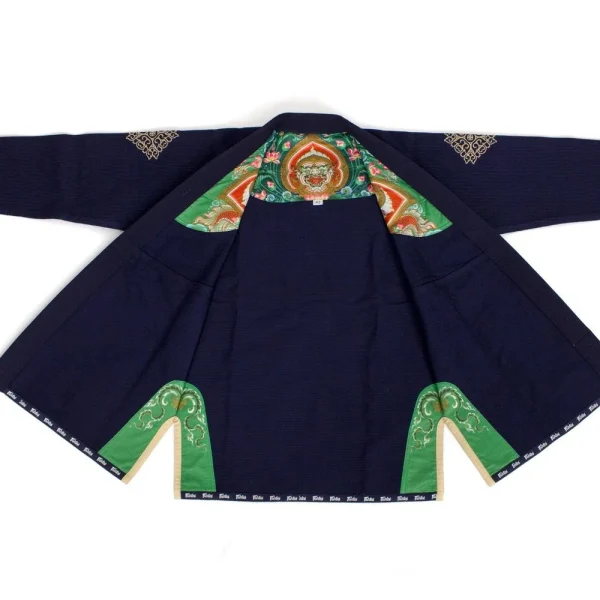 Kimono BJJ Fairtex Matchanu - doublure Hanuman Doublure intérieure du col représentant Hanuman en vert et rouge