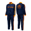 Survêtement Topking bleu marine et orange – ensemble complet Ensemble complet du survêtement Topking bleu marine et orange, veste et pantalon, vues de face et de dos