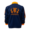 Survêtement Topking bleu marine et orange – veste vue de dos Veste de survêtement Topking bleu marine vue de dos avec logo Topking Boxing floqué orange