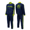 Survêtement Topking bleu marine et vert fluo – ensemble complet Ensemble complet du survêtement Topking bleu marine et vert fluo, veste et pantalon, vues de face et de dos