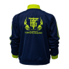 Survêtement Topking bleu marine et vert fluo – veste vue de dos Veste de survêtement Topking bleu marine vue de dos avec logo Topking Boxing floqué vert fluo