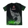 tshirt-arwut-naga-dos T-shirt Arwut Sublimation Naga vue de dos, motif dragon-serpent thaï blanc sur fond vert et noir