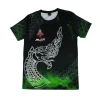 tshirt-arwut-naga-face T-shirt Arwut Sublimation Naga vue de face, motif dragon-serpent thaï blanc sur fond vert et noir