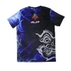 tshirt-arwut-nanopoly-dos T-shirt Arwut Sublimation Nanopoly vue de dos, masque thaï argenté sur fond bleu et noir façon fumée